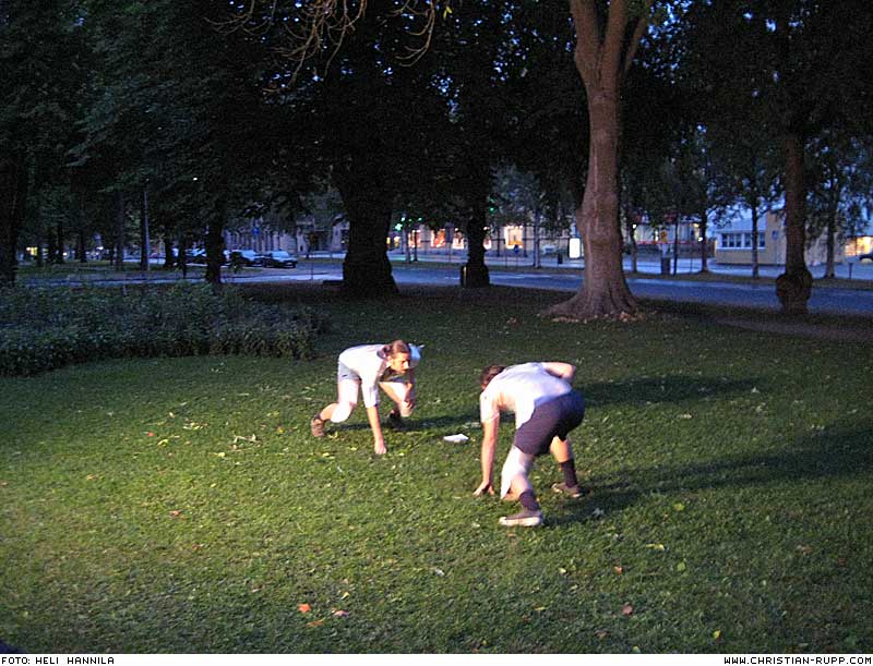 Performance "Patterns of Discourse" by Dimitris Halatsis and Christian Rupp at the Performance Festival "MOPE08" in Vaasa, Finland, 2008